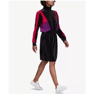 Adidas Women's Velour Colorblock Retro-Inspired Dress Long Sleeve Size XL